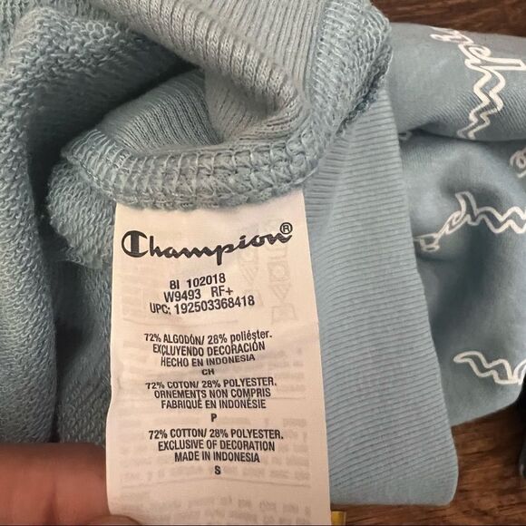 Champion womens French terry sweatshirt cornflower teal - Picture 6 of 7